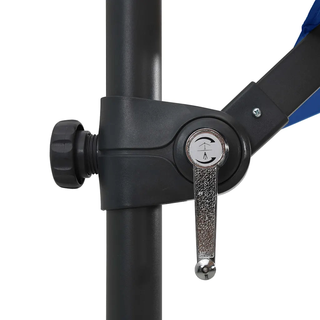 Ombrellone a Sbalzo con LED e Palo in Acciaio 250x250cm Azzurro 46997