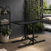 Garden Table Black 110x53x72 Cm Glass And Poly Rattan