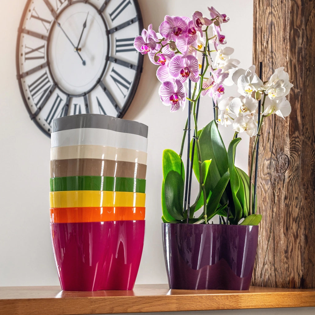 Vaso da fiori KADAX, Vaso da fiori, Vaso da fiori in plastica, Orchidea, 23 cm, Grigio