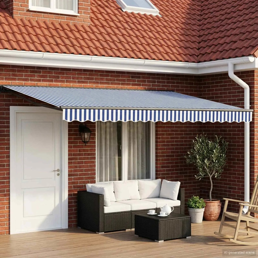 Tenda retrattile manuale Blu e Bianco 4 × 3,5 m 3420439