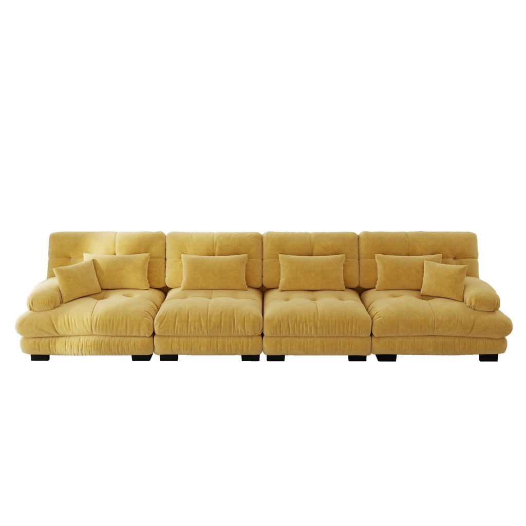 Divano Angolare Modulare 4 Posti con Chaise Longue ¨C Xylo ¨C Chenille Giallo