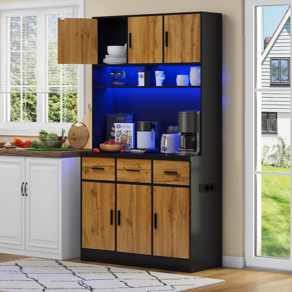 Buffet con LED e App ¨C Xylo ¨C Cassetti, Ripiani, Prese, 100x40x180cm