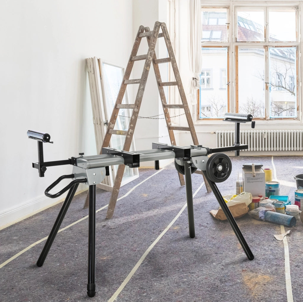Supporto per troncatrice 123,5-245 cm in acciaio nero, pieghevole e mobile
