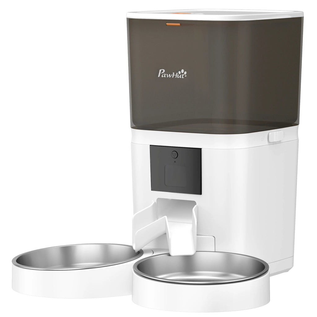 Distributore Automatico Cibo Gatti 6L WiFi ¨C Minimal ¨C Acciaio Inox, 2 Ciotole