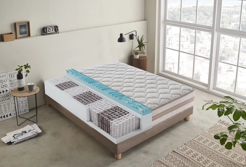 Materasso Piazza e Mezza 140x200 800 molle e Memory Foam - 9 zone differenziate - sfoderabile - alto 25 cm
