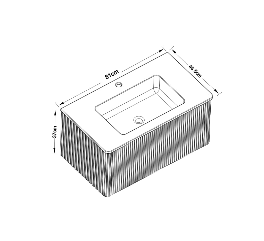 Mobile bagno con lavabo 80 cm con base sospesa, design moderno effetto rovere, cassetti push-to-open, preassemblato