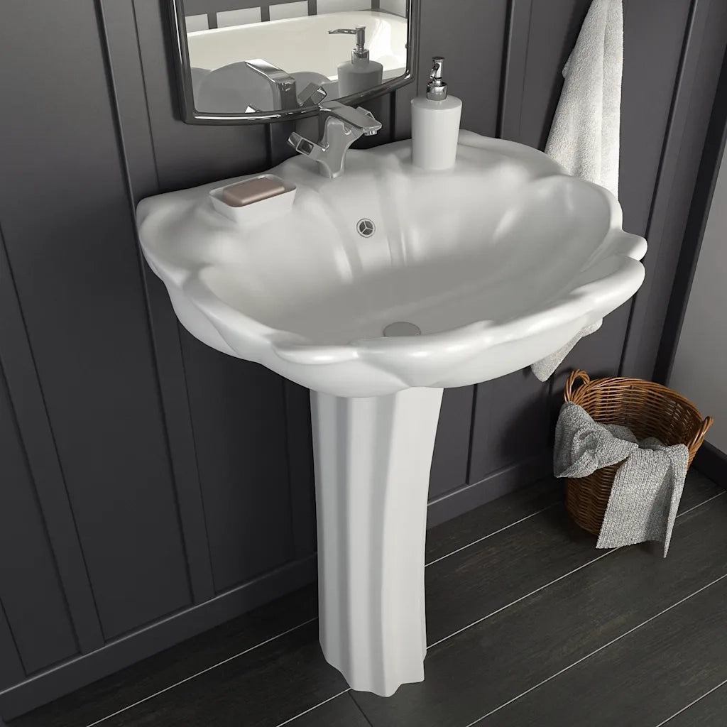 Lavandino a Colonna in Ceramica Bianca 580x510x200 mm CFW2695434
