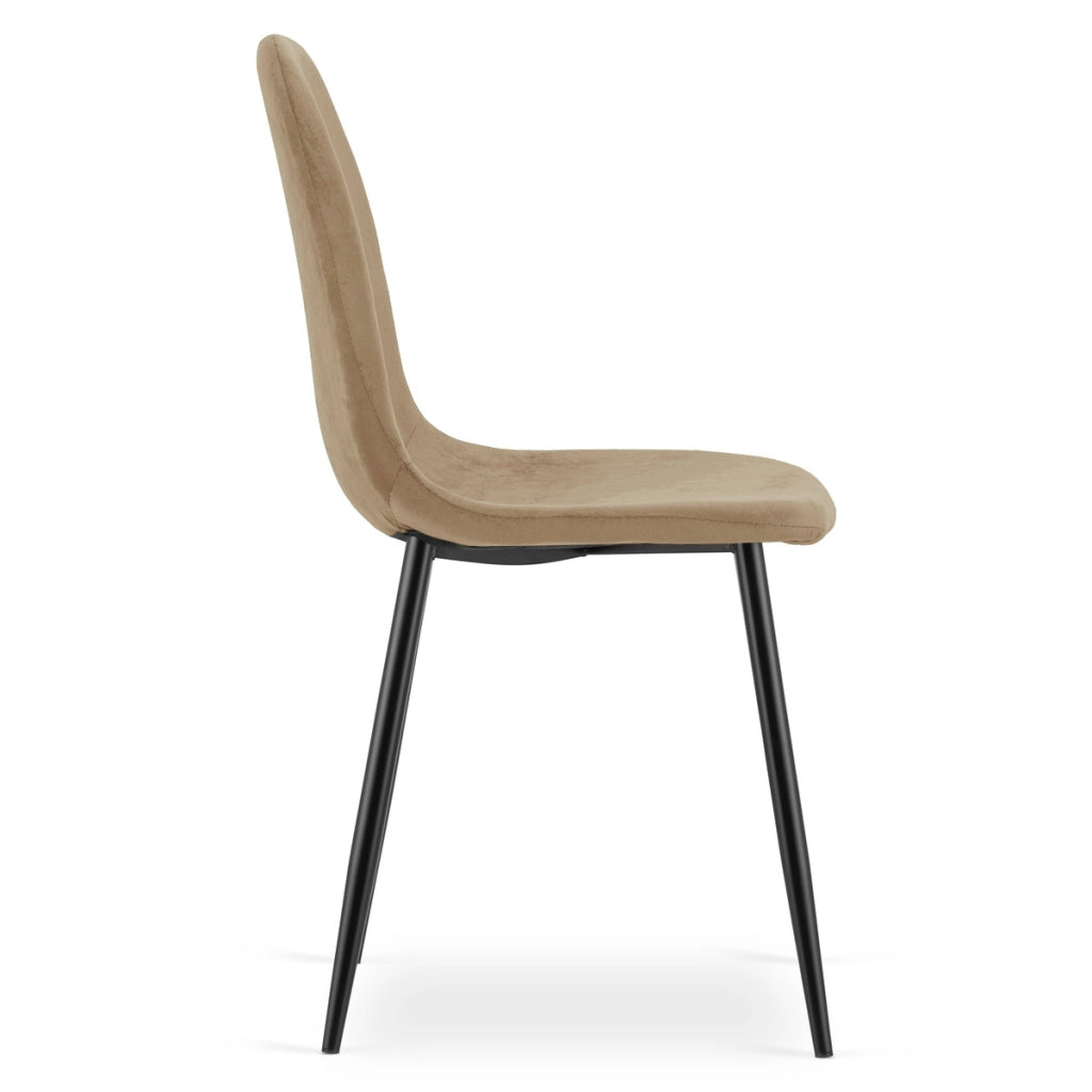 Sedia Padva in velluto marrone con gambe in metallo nero