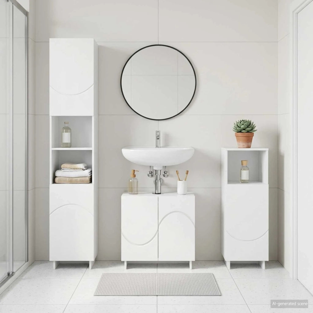 Set mobili da bagno 3 pz Bianco Legno ingegnerizzato 3433046