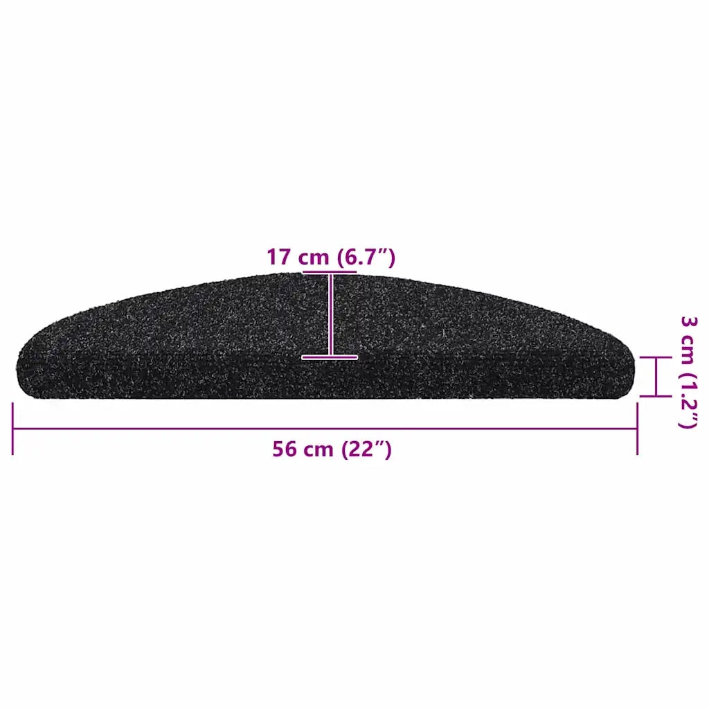 Tappetini per scale autoadesivi 5 pz | Gradini per Scale 56x17x3 cm neri semicircolari
