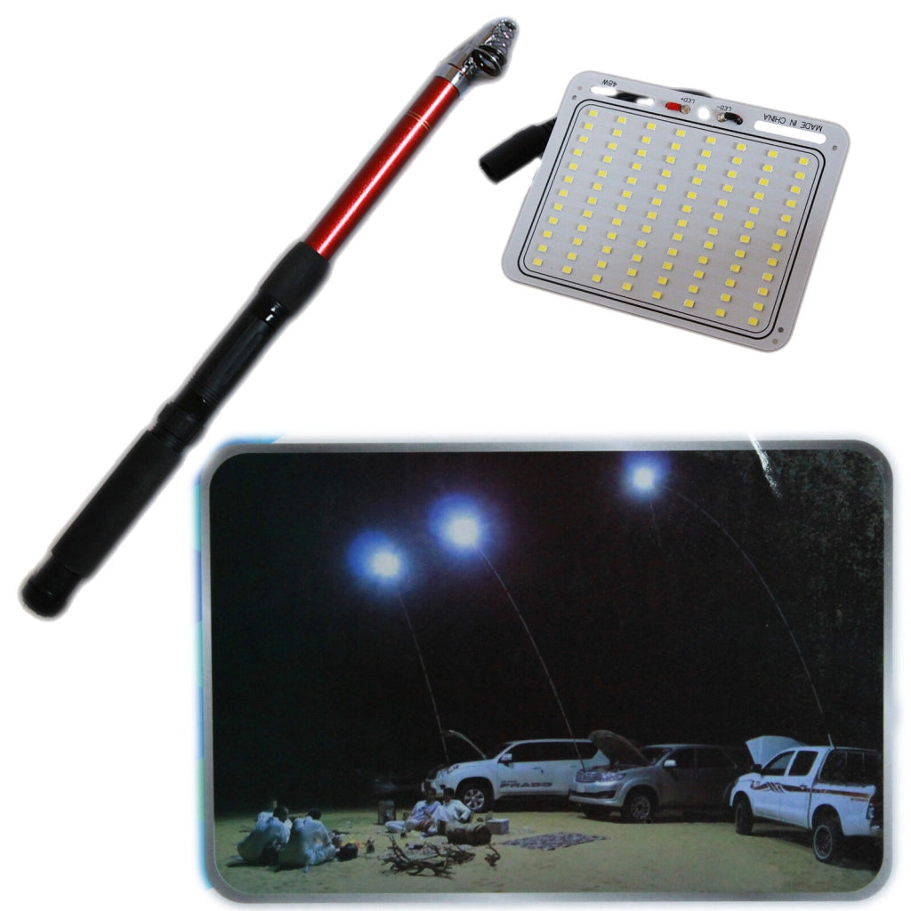 ASTA ALLUNGABILE 3,6 MT PANNELLO LED SMD 96 LED LUCE BIANCA 48w PESCA CAMPEGGIO