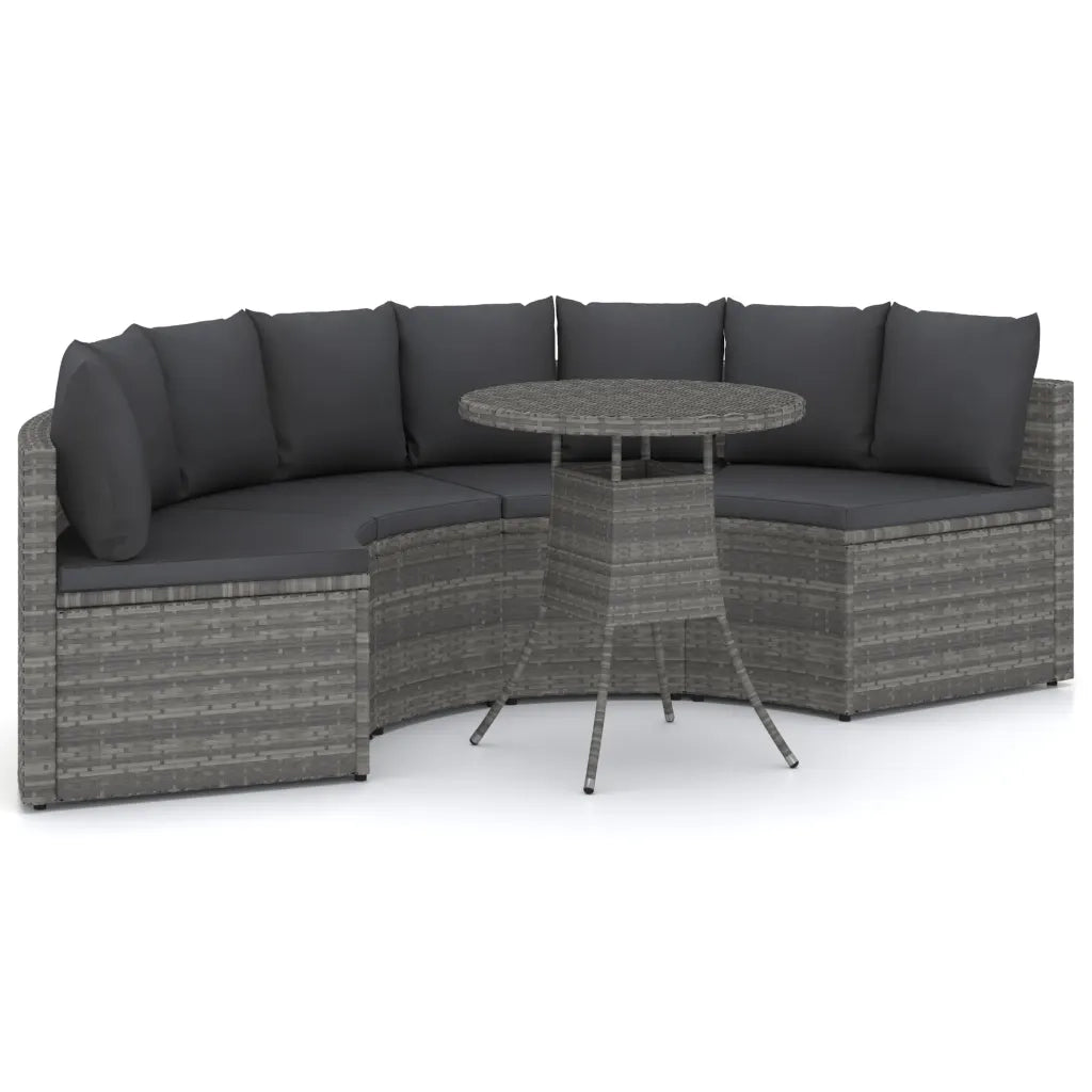 Set Divani da Giardino 5 pz con Cuscini in Polyrattan Grigio