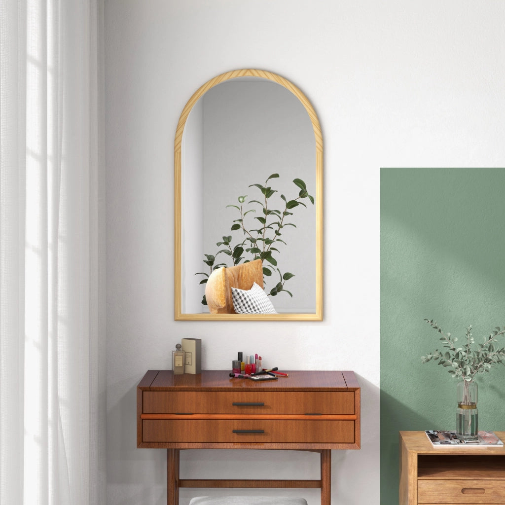 Specchio ad arco ¨C Minimal ¨C legno naturale 110x65 cm