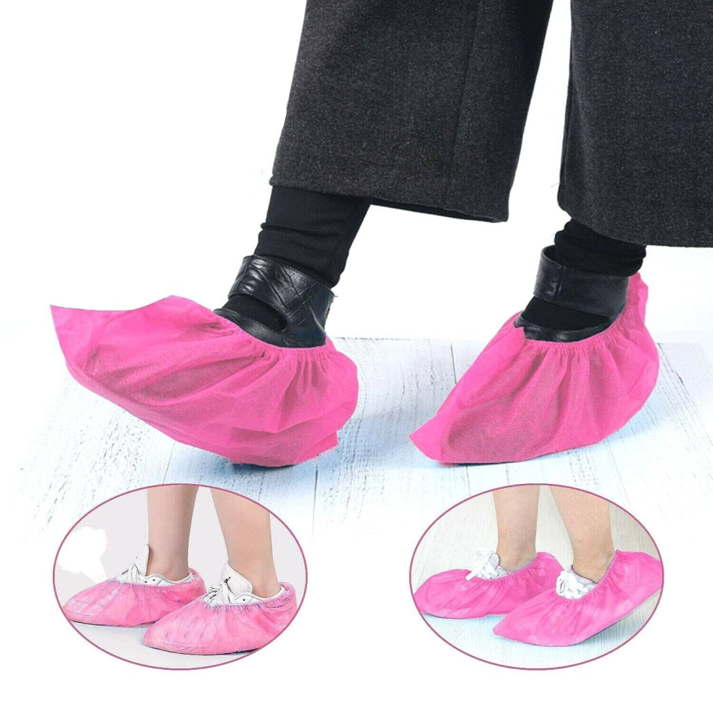 10 pezzi Copriscarpe Monouso calzari copri scarpa usa e getta DPI 40 x 15cm rosa