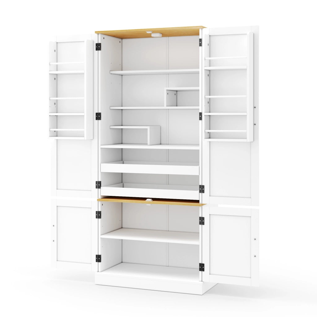 Credenza con cassetti, ripiani regolabili in MDF bianco