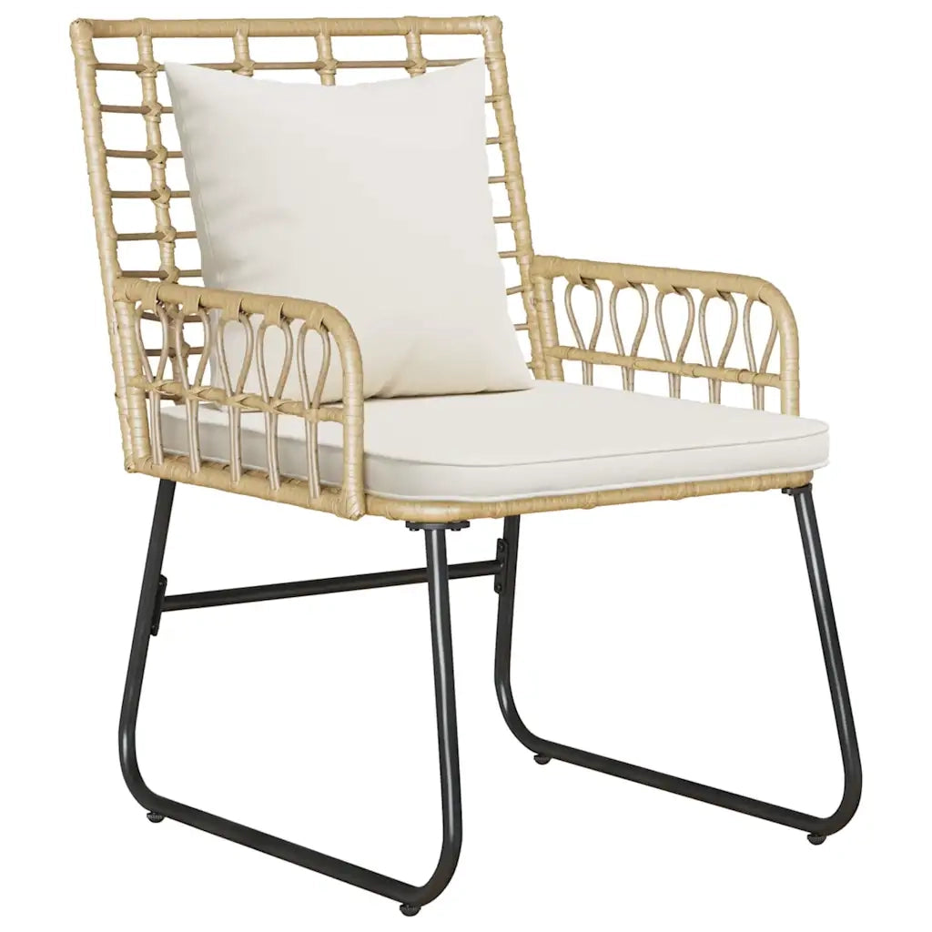 Set da Pranzo per Giardino 3 pcs Marrone e Crema polyrattan 42010353