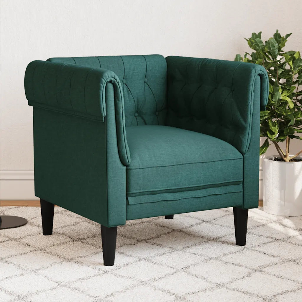 Poltrona Chesterfield Verde Scuro in Tessuto 372542