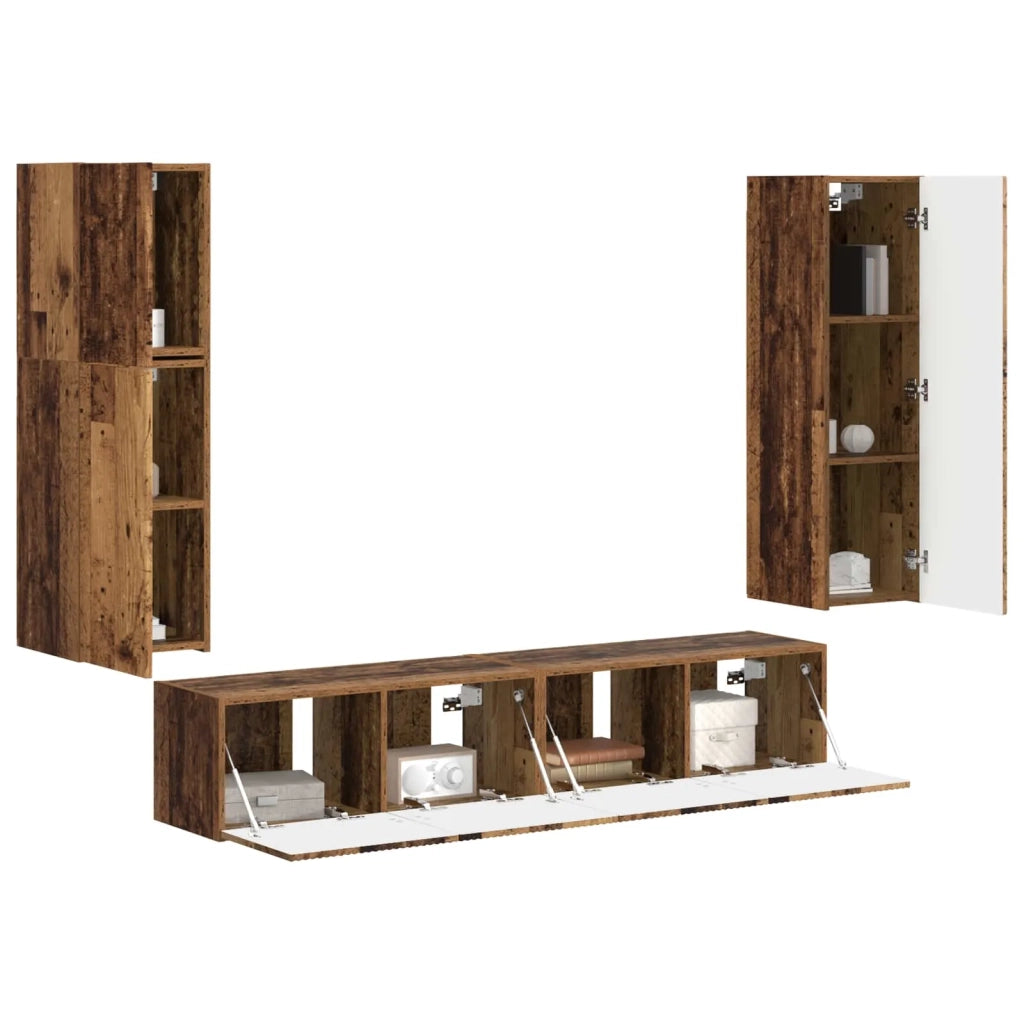 Set mobile TV 4 pcs Legno vecchio Legno multistrato