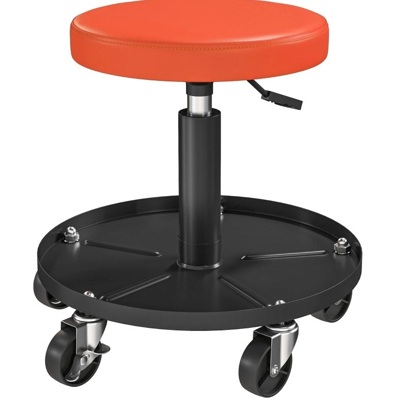 Sgabello da officina con ruote 38x38x50 cm in acciaio arancione regolabile –
