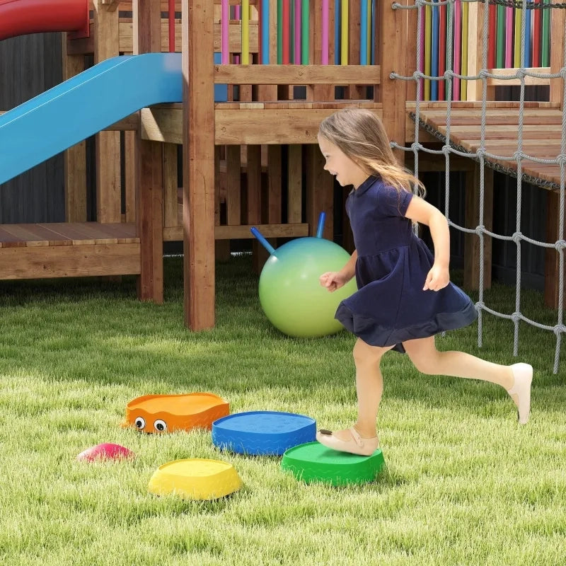 Set 5 Pietre da Equilibrio a Forma di Rana, Impilabili, in Plastica, Multicolore
