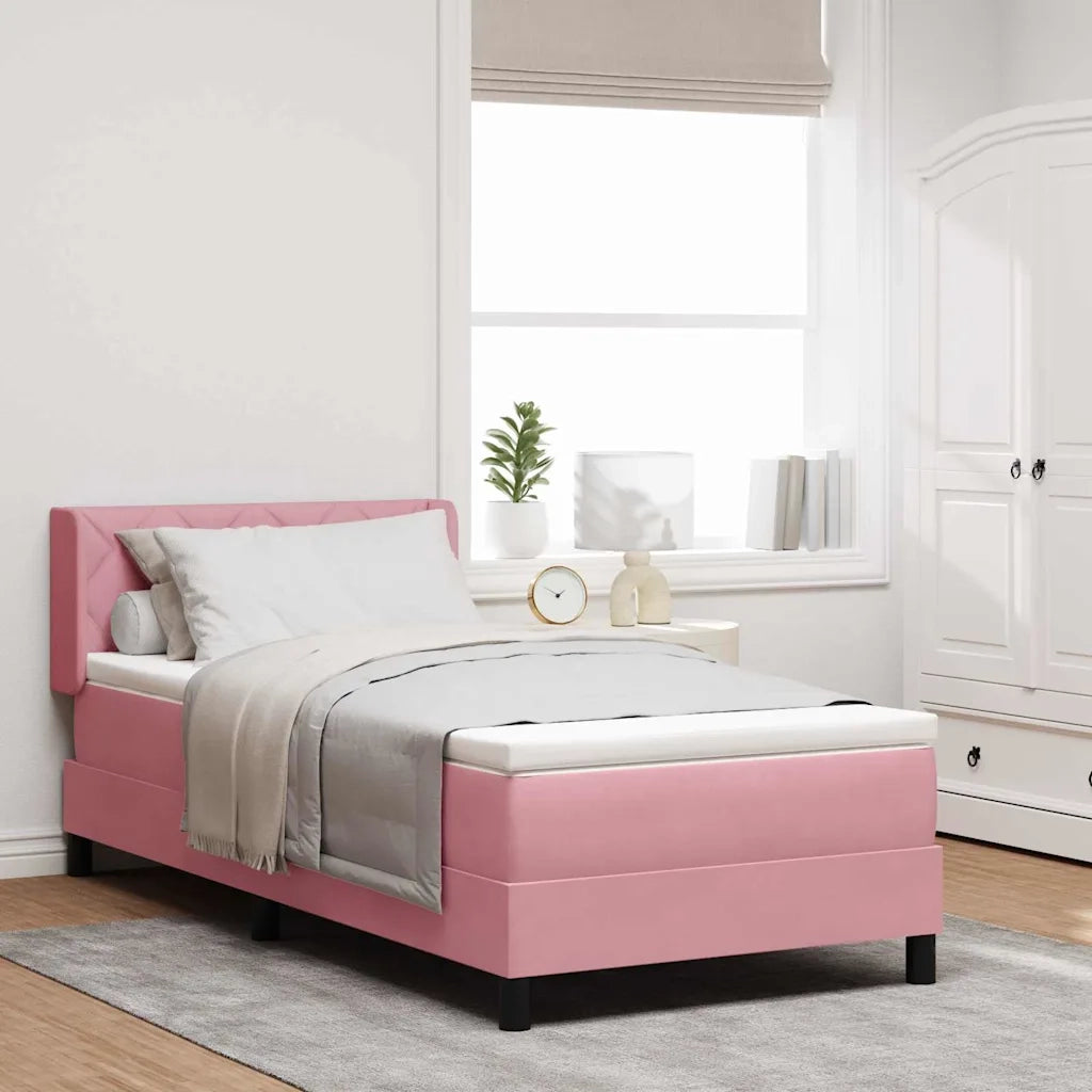 Letto a molle con testiera Rosa 200 x 100 cm Velluto 3341515