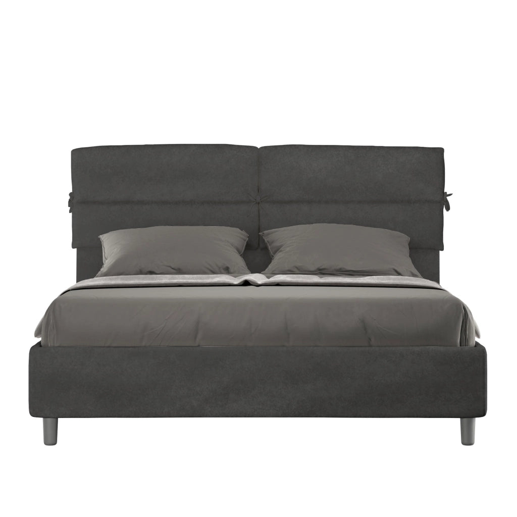 Letto Matrimoniale 160x190 cm con Rete e Contenitore Nandy Grigio