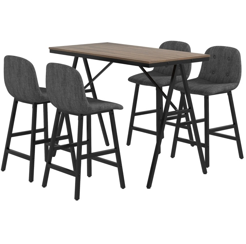 Set tavolo da bar con 4 sgabelli grigio scuro