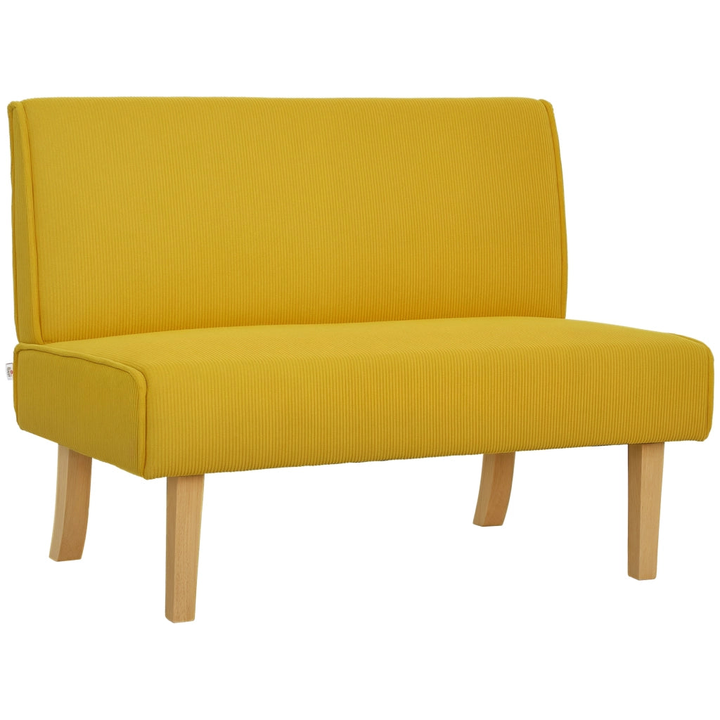 Divano 2 posti ¨C Minimal ¨C Tessuto corda giallo con gambe in legno