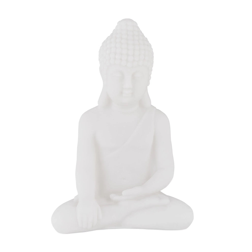 Statua decorativa Buddha meditazione 17 x 11,5 x 8 cm spirito zen interno esterno in PVC bianco 13_0012621