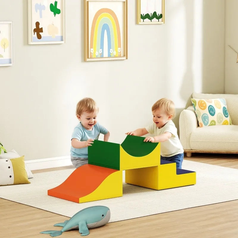 Set arrampicata e gattonamento 3 pezzi per bambini, pelle sintetica, schiuma, giallo