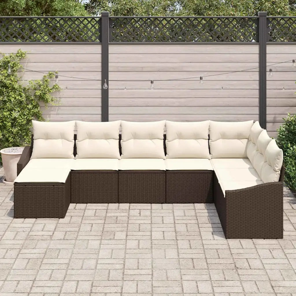 Set Divano da Giardino 8 pcs Marrone e Crema polyrattan 3355507