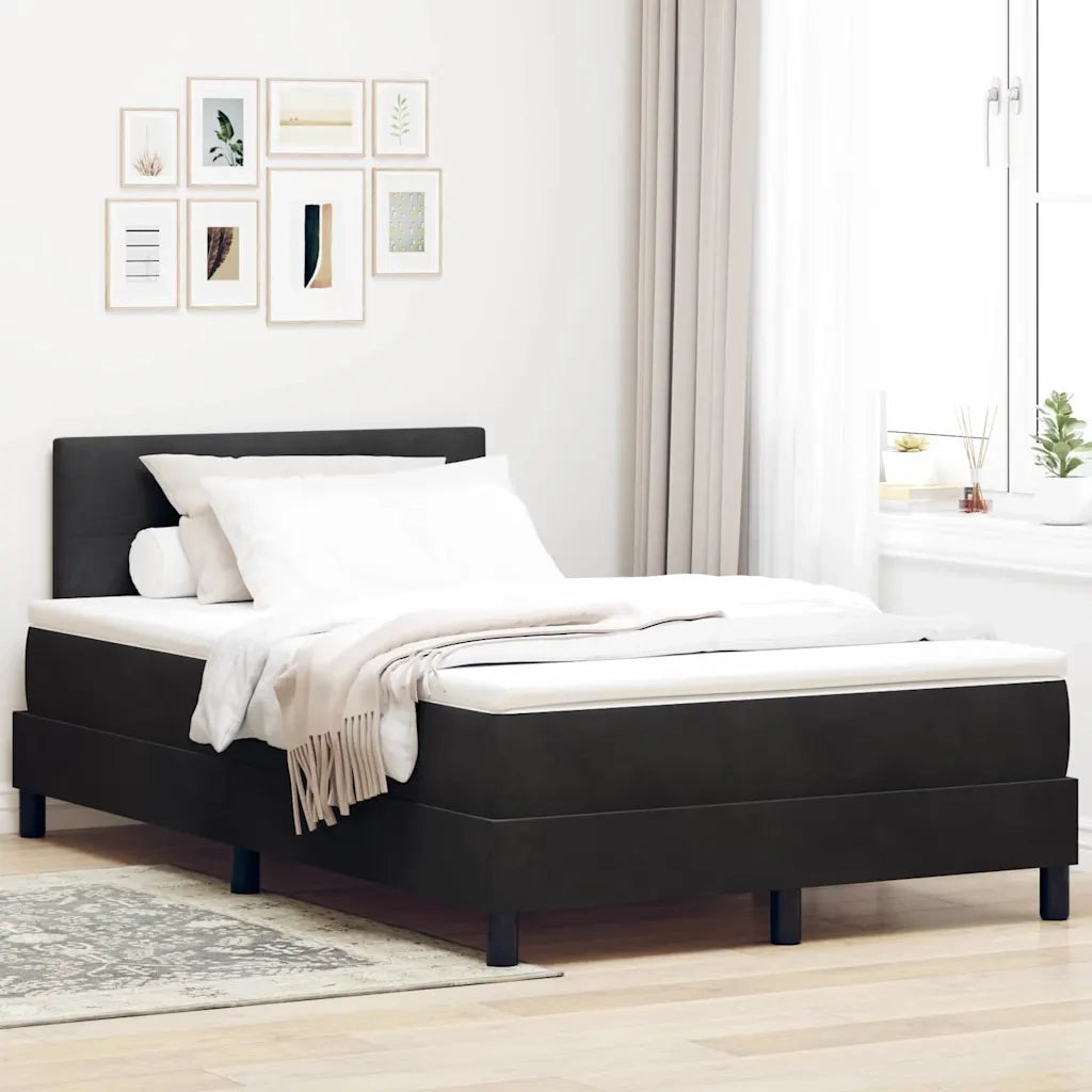 Letto a molle con materasso Nero 120 x 190 cm Velluto 3339094