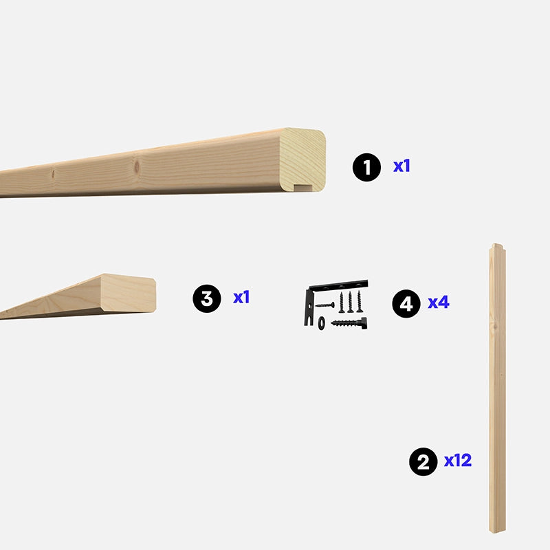 CLARO - Kit di riempimento per balaustra in legno da 1,93 m