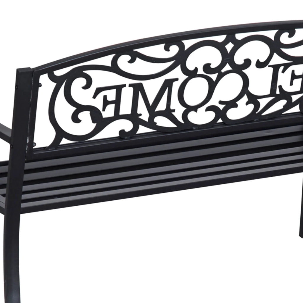 Panca da giardino 2 posti in metallo, stabile con design elegante per esterno e terrazza