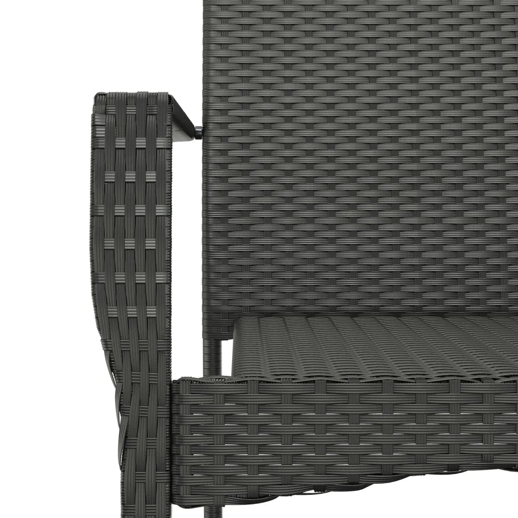 Set da Pranzo da Giardino 7 pz Nero con Cuscini in Polyrattan 3184990