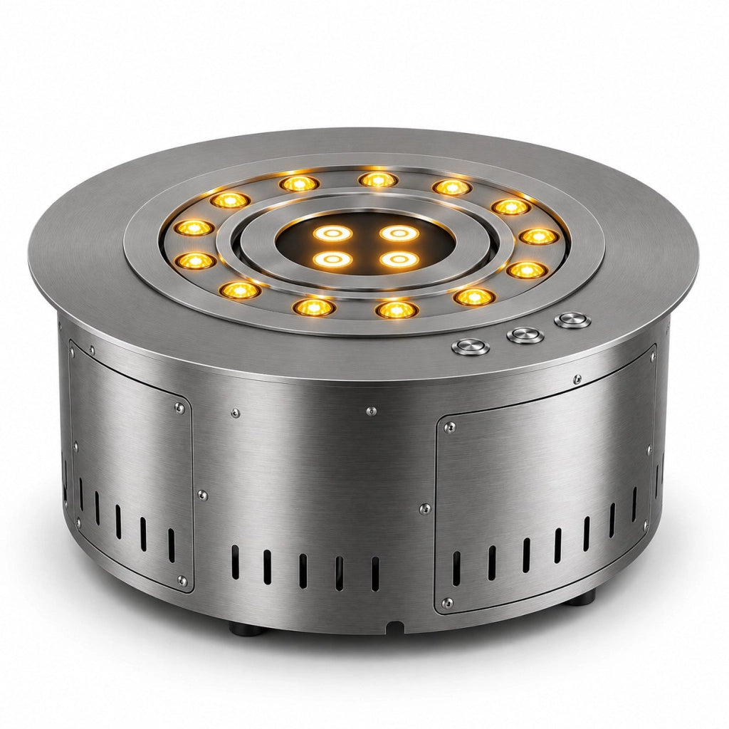 Camino a Vapore Acqueo 3D ROUND3D350 Ø35x17 cm Controllo in App in Acciaio Inox