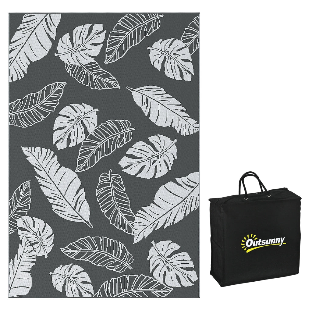 Tappeto da esterno 182x274 cm in plastica grigio e bianco per balcone e terrazza
