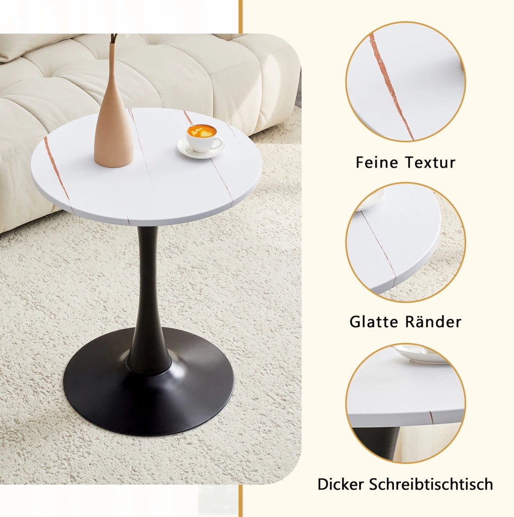 TAVOLO Rotondo 60 cm Mid-Century MDF Bianco e Nero