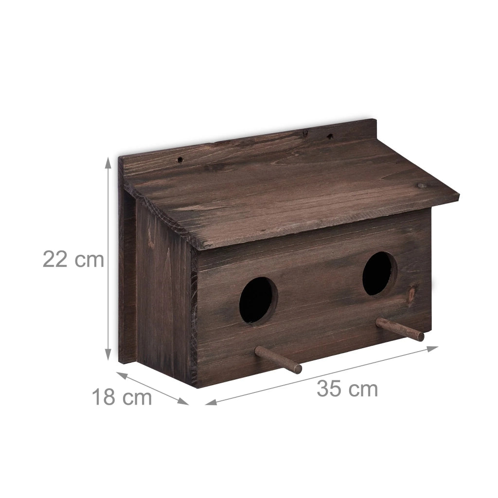 Nido in legno di abete per uccelli rifugio da giardino con 2 fori di volo e 2 posatoi in legno marrone 13_0013997