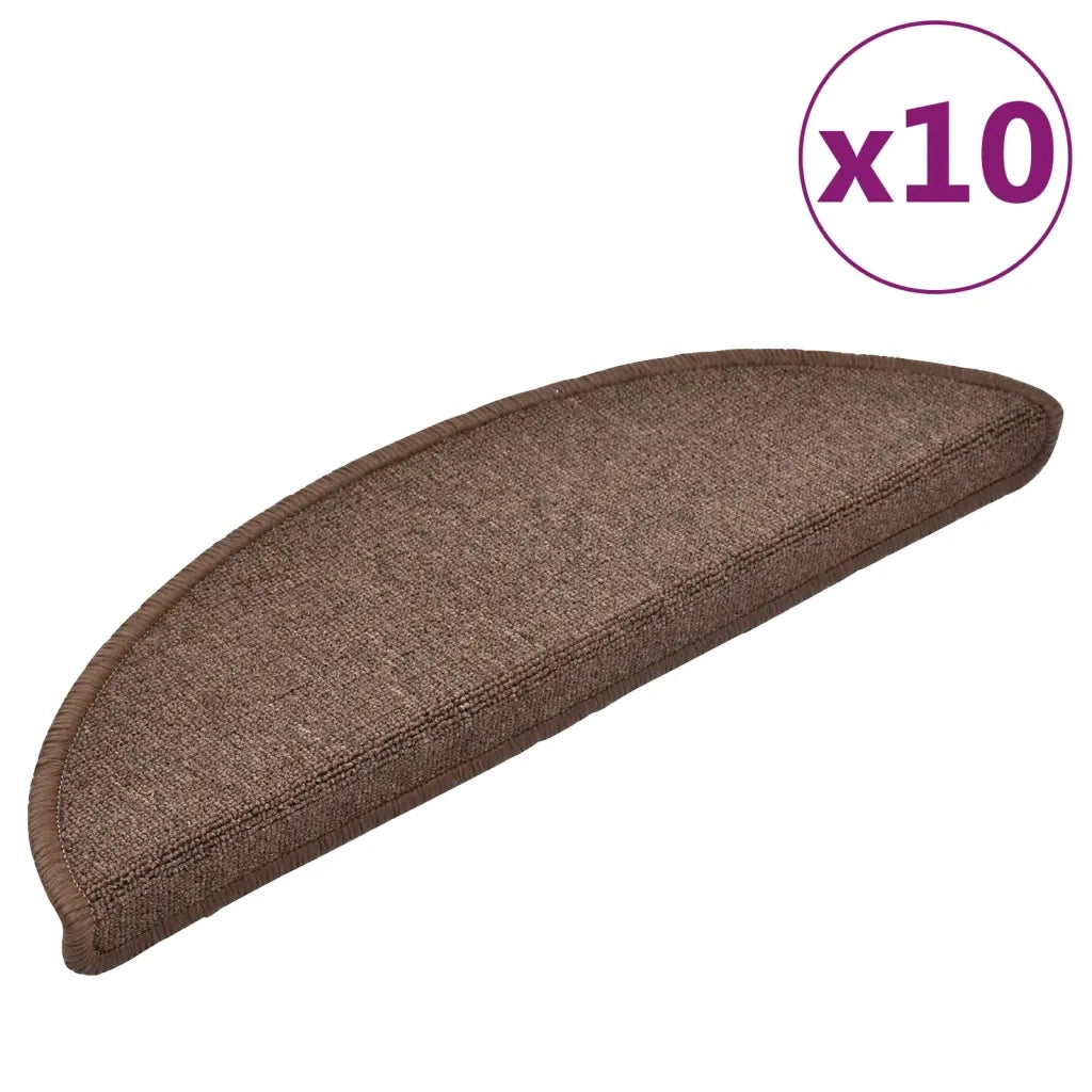 Tappetini per scale 10 pz 56x17x3 cm Marrone caffè Semicircolari 149743