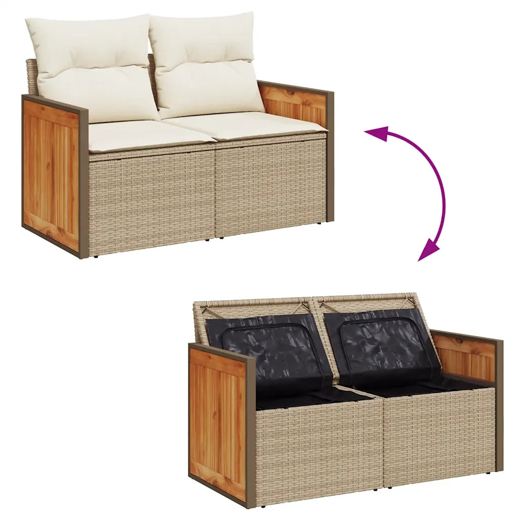 Set Divano da Giardino 6 pz con Cuscini Beige in Polyrattan 3326055