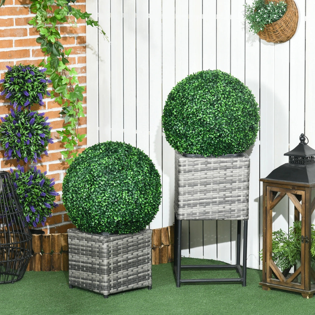 Sfera di bosso artificiale 2 pezzi in plastica verde Ø 50 cm con elementi a incastro per interni ed esterni