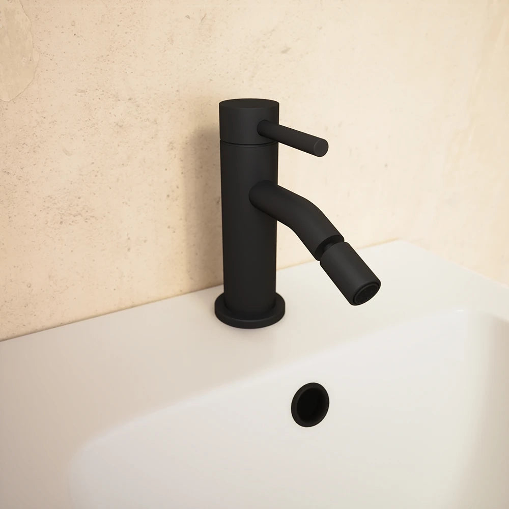 Coppia miscelatori lavabo alto bidet senza scarico slim nero opaco | Bette
