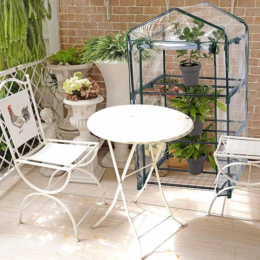 Serra da Giardino in PVC e Metallo Verde con 3 Ripiani Trasparente Robusta