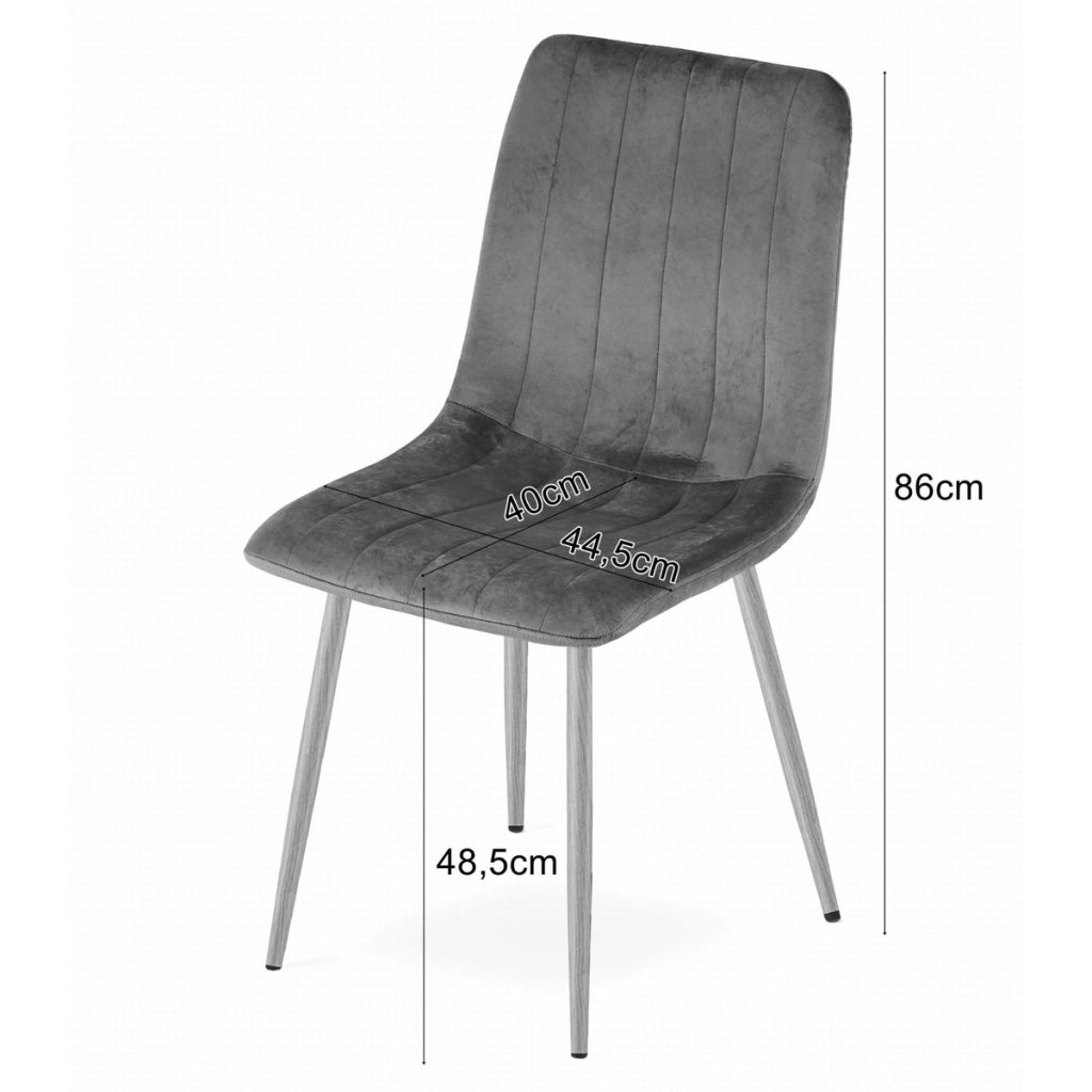 Sedia LAVA in Velluto Blu con Gambe Effetto Legno