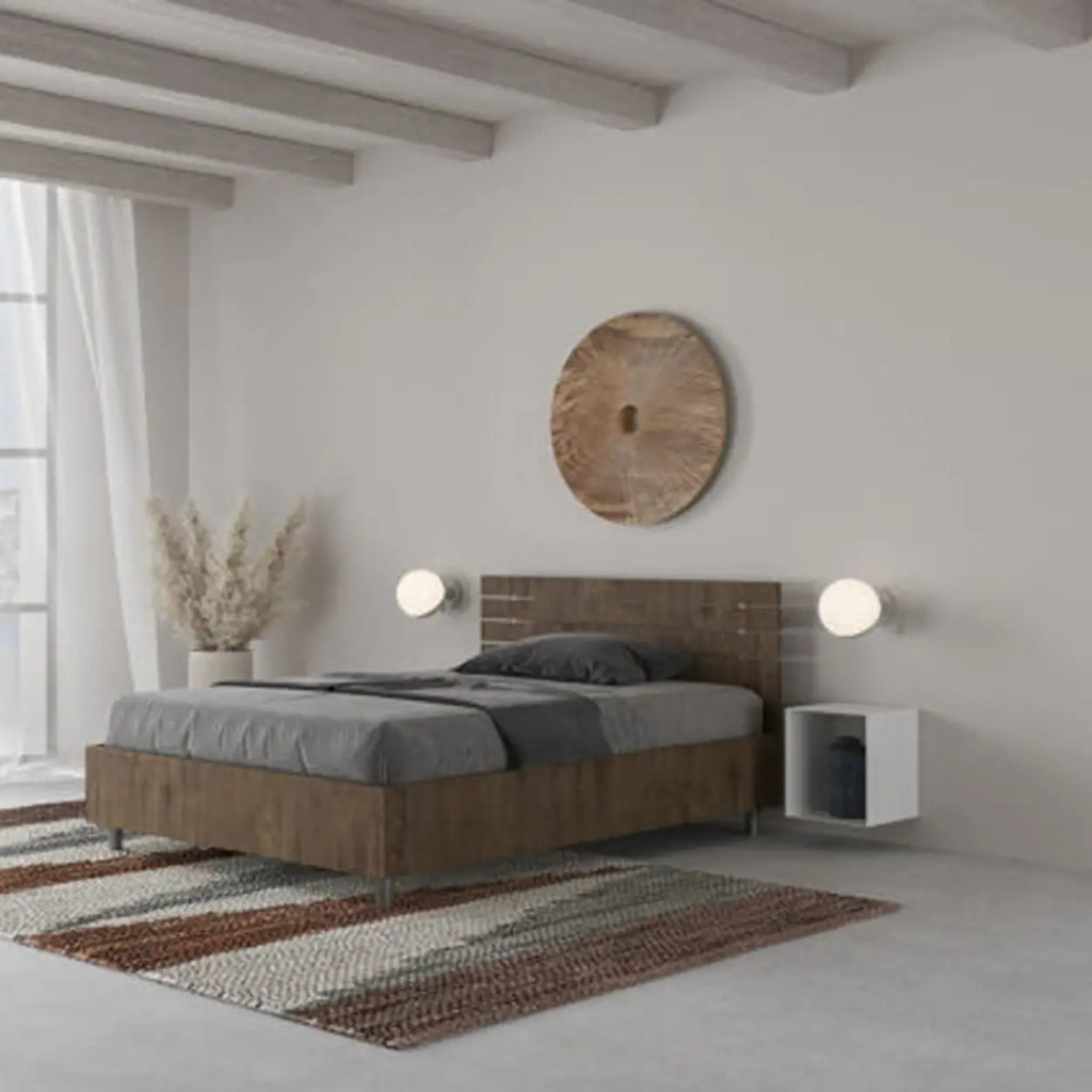 Letto una piazza e mezza con rete 120x200 testata dritta con doghe noce Ankel