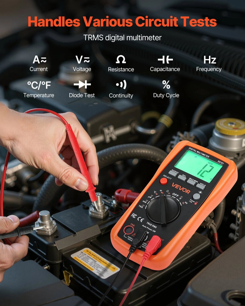 SS101 Multimetro Digitale TRMS 4000 Conteggi Voltmetro DC AC Auto Ranging Tester Compatto per Fai da Te Officina