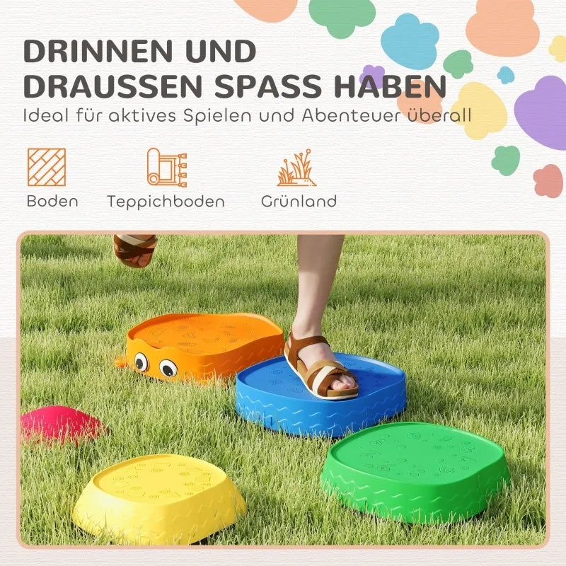 Set 5 Pietre da Equilibrio a Forma di Rana, Impilabili, in Plastica, Multicolore