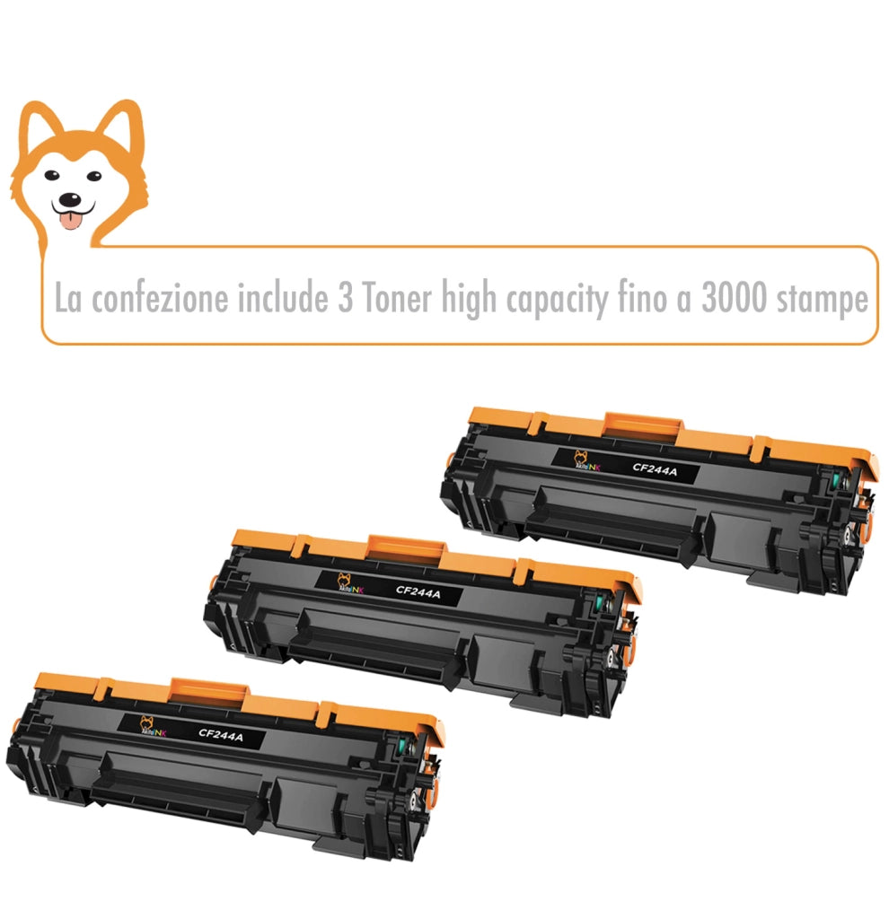 3 Toner Compatibili HP 44A CF244A AkitaINK Nero