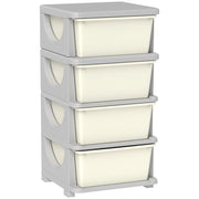 Cassettiera per Cameretta 4 Cassetti 37x37x76 cm in Plastica Crema